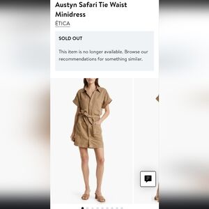 Etica Austyn Safari Belt Tie Jumper Dress Brown Organic Cotton Blend XSmall